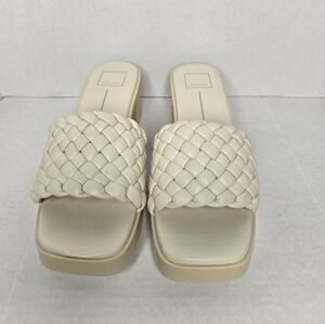 Dolce Vita Cream Woven Slide Sandals